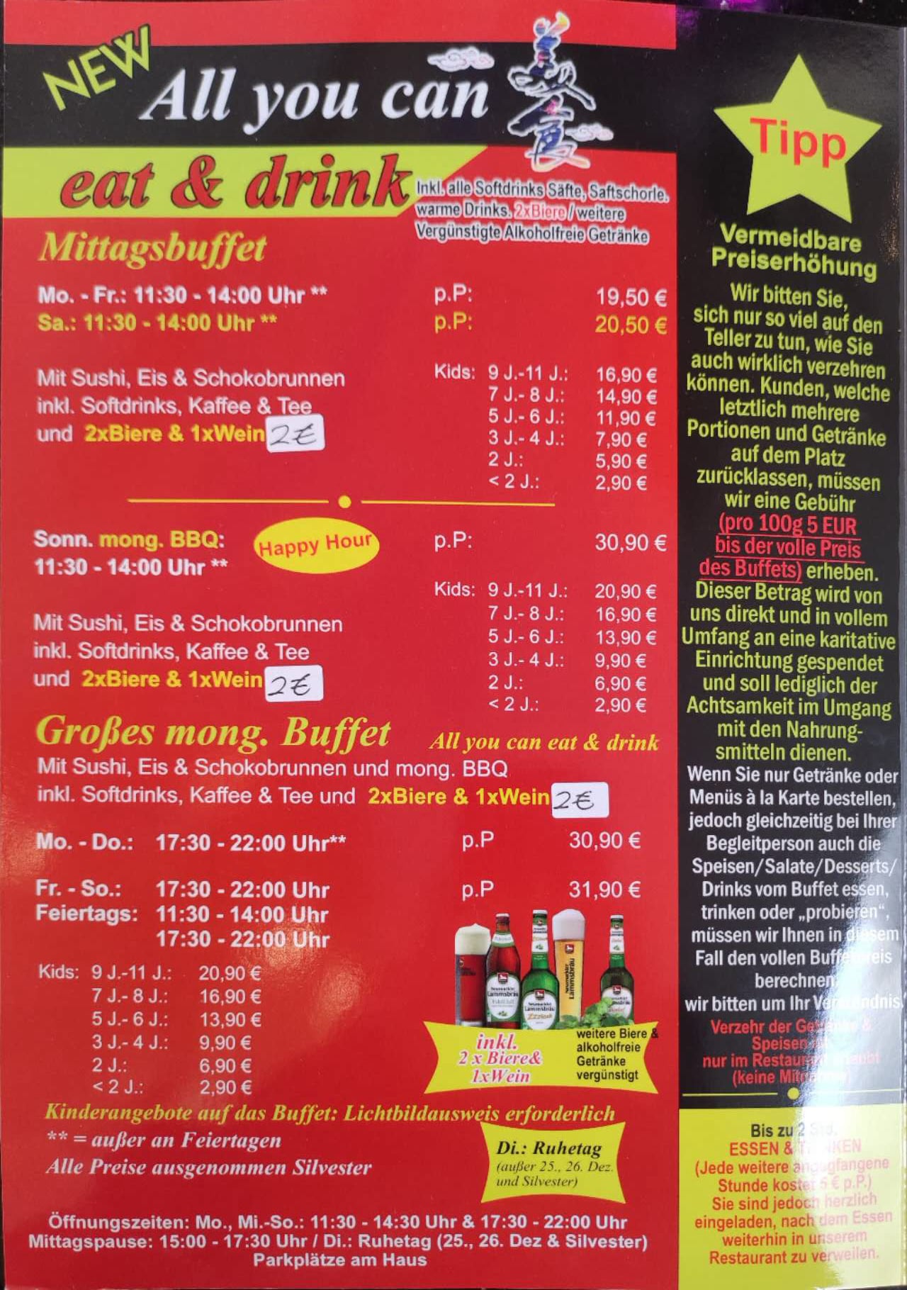 Speisekarte Gourmet Tempel Neumarkt